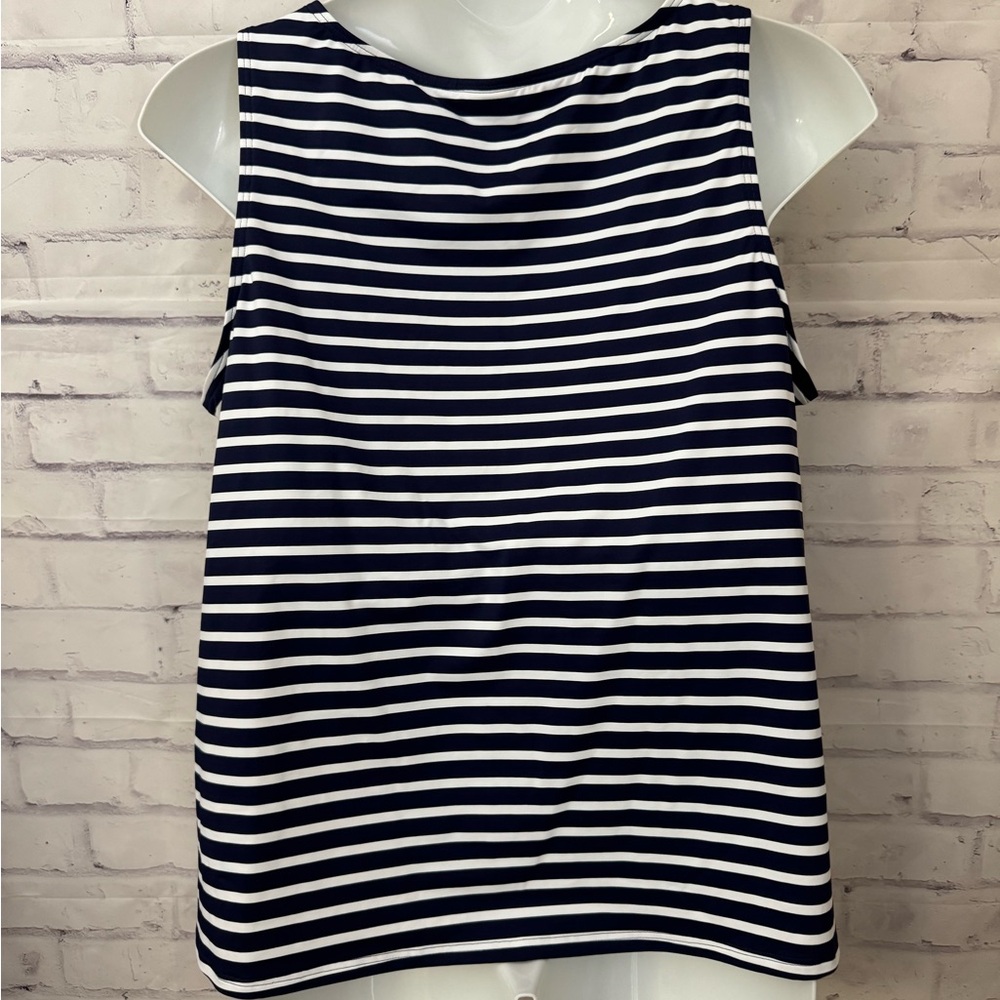 Lands’ End 24W DDD Blue Tankini Swimsuit Top High Neck Soft Cup Slimming New - Picture 3 of 9